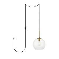 Baxter 1 Light Brass Plug-In Pendant With Clear Glass