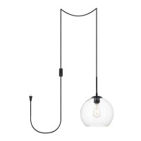 Baxter 1 Light Black Plug-In Pendant With Clear Glass