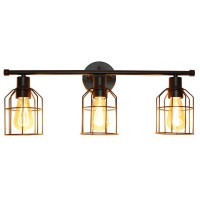 Elegant Designs 3 Light Cage Vanity Light, Matte Black