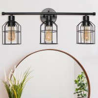 Elegant Designs 3 Light Cage Vanity Light, Matte Black