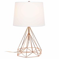 Elegant Designs Wired Metal Table Lamp, Rose Gold