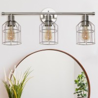 Elegant Designs 3 Light Cage Vanity Light, Brushed Nickel