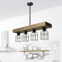 Elegant Designs 4 Light Rustic Cage Pendant, Restored Wood