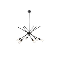 Armin 6 Lights Pendant In Black With Brass