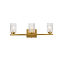 Cassie 3 Lights Bath Sconce In Brass With Clear Shade