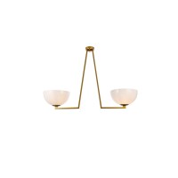 Living District Ld2350Br Jeanne 2 Lights Glass Flush Mount, Brass & White