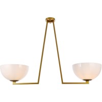 Living District Ld2350Br Jeanne 2 Lights Glass Flush Mount, Brass & White