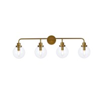 Hanson 4 Lights Bath Sconce In Brass With Clear Shade