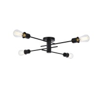 Living District Ld7050F26Bk Xavier 4 Lights Flush Mount Black