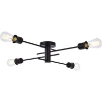 Living District Ld7050F26Bk Xavier 4 Lights Flush Mount Black