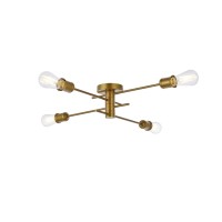 Living District Ld7050F26Br Xavier 4 Lights Flush Mount Brass