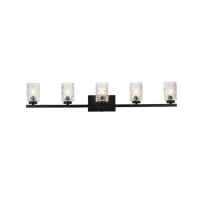 Cassie 5 Lights Bath Sconce In Black With Clear Shade