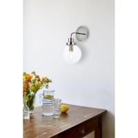 Hanson 1 Light Bath Sconce In Polished Nickel With Clear Shade