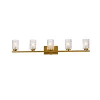 Cassie 5 Lights Bath Sconce In Brass With Clear Shade