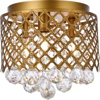 Living District Ld5010F10Br Tully 3 Lights Flush Mount, Brass & Clear