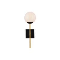 Neri 1 Light Black And Brass And White Glass Wall Sconce