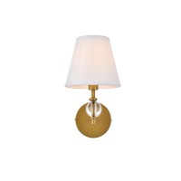 Bethany 1 Light Bath Sconce In Brass With White Fabric Shade