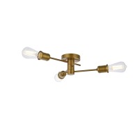 Living District Ld7049F18Br Xavier 3 Lights Flush Mount Brass