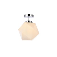 Living District Ld2347C Lawrence 1 Light Chrome & White Glass Flush Mount