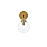 Hanson 1 Light Bath Sconce In Black With Brass With Clear Shade