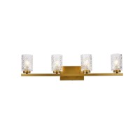 Cassie 4 Lights Bath Sconce In Brass With Clear Shade