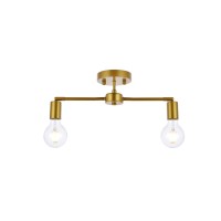 Living District Ld2348Br Zane 2 Lights Flush Mount Brass