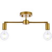 Living District Ld2348Br Zane 2 Lights Flush Mount Brass