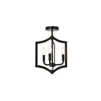 Living District Ld7067F12Bk Kiera 3 Lights Flush Mount Black