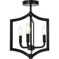 Living District Ld7067F12Bk Kiera 3 Lights Flush Mount Black