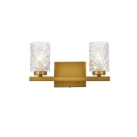 Cassie 2 Lights Bath Sconce In Brass With Clear Shade