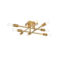 Living District Ld2351Br Script 8 Lights Flush Mount Brass