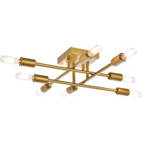 Living District Ld2351Br Script 8 Lights Flush Mount Brass