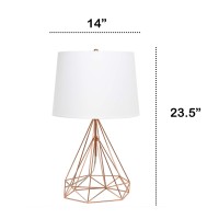 Lalia Home Geometric Rose Gold Wired Table Lamp With Fabric Shade