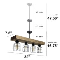 Lalia Home 4 Light Farmhouse Beam Pendant, Restored Wood