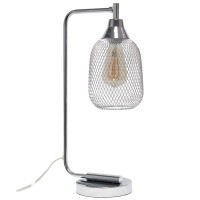 Lalia Home Industrial Office Desk Lamp With Wired Mesh Shade And Polished Chrome Finish