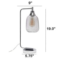 Lalia Home Industrial Office Desk Lamp With Wired Mesh Shade And Polished Chrome Finish