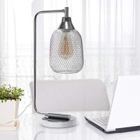 Lalia Home Industrial Office Desk Lamp With Wired Mesh Shade And Polished Chrome Finish