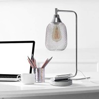 Lalia Home Industrial Office Desk Lamp With Wired Mesh Shade And Polished Chrome Finish