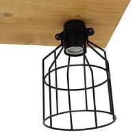 Lalia Home 4 Light Rustic Farmhouse Pendant With Light Wood Beam And Matte Black Metal Cage Shade