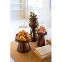 Set Of Three Glass And Metal Display Stands - Copper Finish