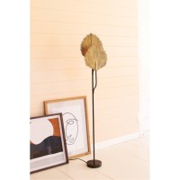 Floor Lamp With Antique Gold Leaves Detail