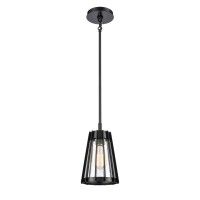 Open Louvers 6.75'' Wide 1-Light Mini Pendant - Matte Black