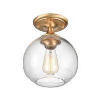 Angie 8'' Wide 1-Light Semi Flush Mount - Satin Brass