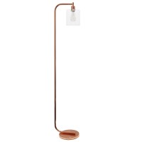 Simple Designs Lf1036-Rgd Antique Style Industrial Iron Lantern Floor Lamp With Glass Shade, Rose Gold