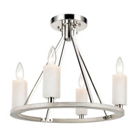 White Stone 18'' Wide 4-Light Semi Flush Mount - Polished Nickel