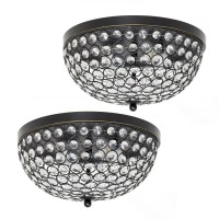 Lalia Home Crystal Glam 2 Light Ceiling Flush Mount 2 Pack, Restoration Bronze