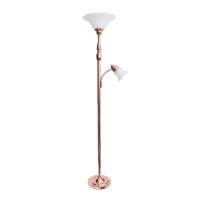 Torchiere Floor Lamp With Reading Light And Marble Glass Shades