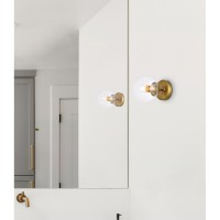 Mimi Six Inch Dual Flush Mount And Bath Sconce In Brass With Clear Glass