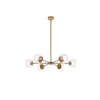 Briggs 36 Inch Pendant In Brass With Clear Shade