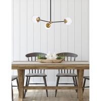 Briggs 32 Inch Pendant In Black And Brass With Clear Shade